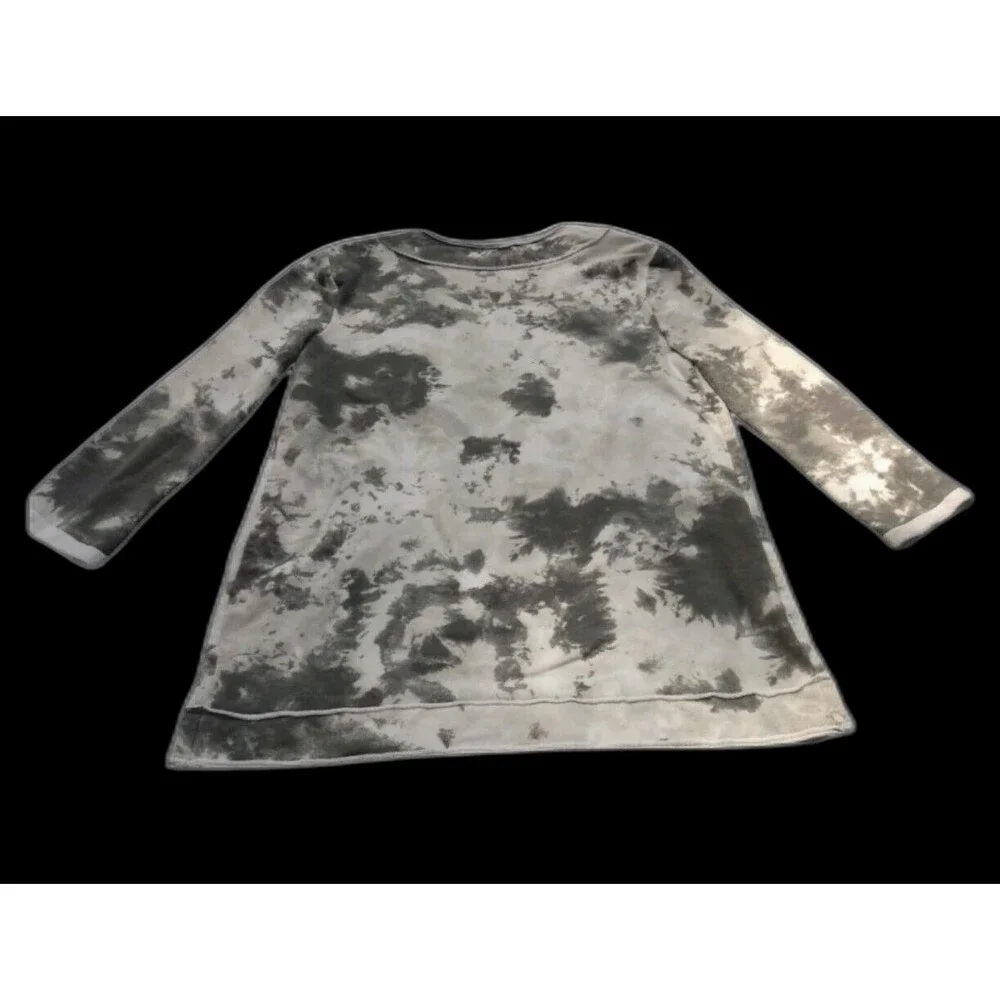 Nommo Woman Jacket Sz S Gray Long Sleeve Lightweight Distressed Trim Tie Dye - Picture 2 of 6